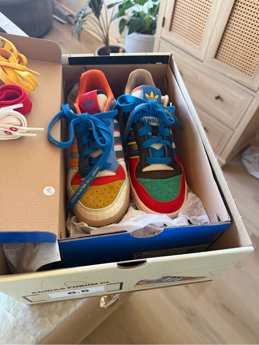Adidas what the Milwaukee mens 6.5 Multicolor Leather & Suede Sneakers - SNEEX